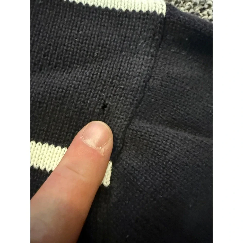Polo Jeans Co Ralph Lauren Mens 3XL Navy Blue Striped Quarter Zip Sweater y2k
